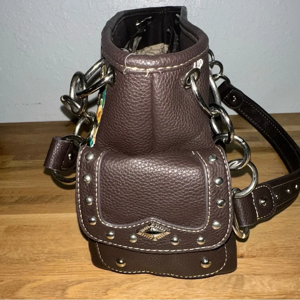 MONTANA WEST Satchel Brown Concealed Carry Shoulder Bag embroidered Read desc - Picture 7 of 12